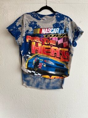 NASCAR tee - bleached dyed with raw hem